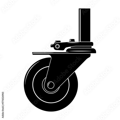 Caster Wheel Icon Industrial Swivel Roller Equipment Vector Illustration