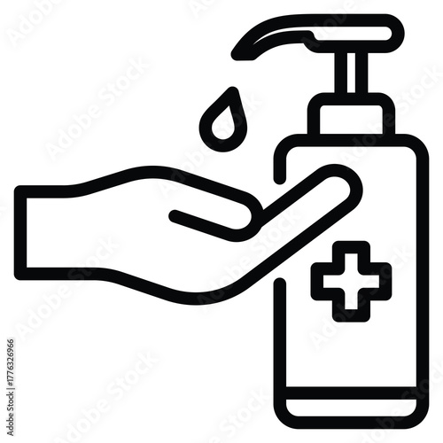 Hand Sanitizer Icon Line Vector Illustration