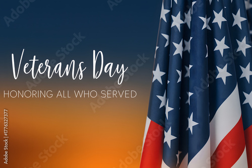 American flags, perfect image for Veterans Day. American patriotism concept. November 11th - Honoring all who served