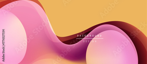 Abstract fluid shapes blend, creating vibrant color gradients. Soft curves suggest movement, design feels modern, dynamic.