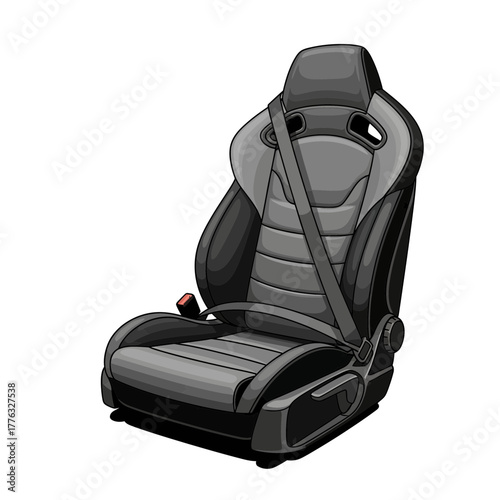 Car Seat with Safety Belt Automotive Interior Protection Vector Illustration