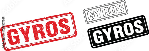 Vector gyros stamp set for greek food restaurant and delivery