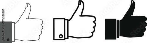 Thumbs up icon like symbol approval gesture hand vector graphic