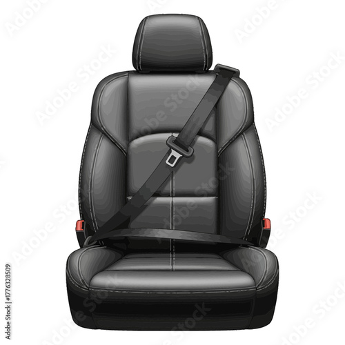 Car Seat with Safety Belt Automotive Interior Protection Vector Illustration