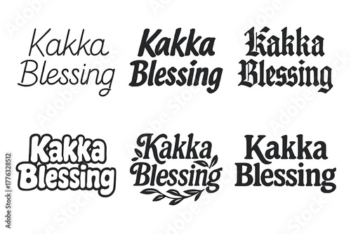 Lettering Harmonies Grid. Kakka Blessing. Set lettering. harmonious lettering variations of the same emblematic concept, each with different artistic