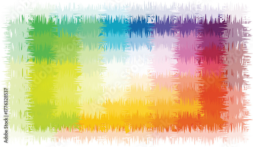 Abstract rainbow gradient with jagged edges and textured brushstrokes