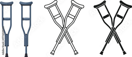 Crutches medical equipment mobility aid vector illustration