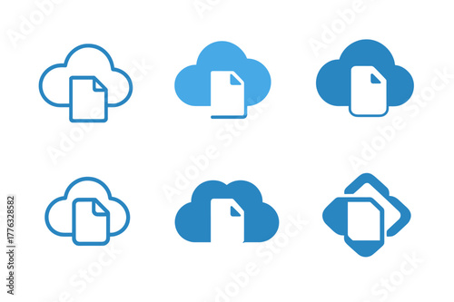 Office Collaboration Logos. office collaboration. Set Logo of office collaboration: File sharing cloud. Icon set. harmonious logo variations of the same