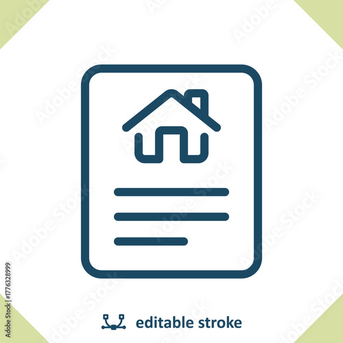 Contract Icon. Mortgage, Lease, Home, House, Document