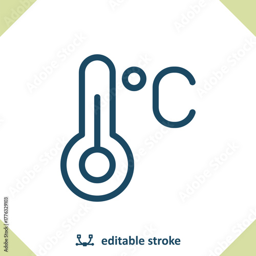 Thermometer Icon. Temperature, Weather, Celsius, Degrees