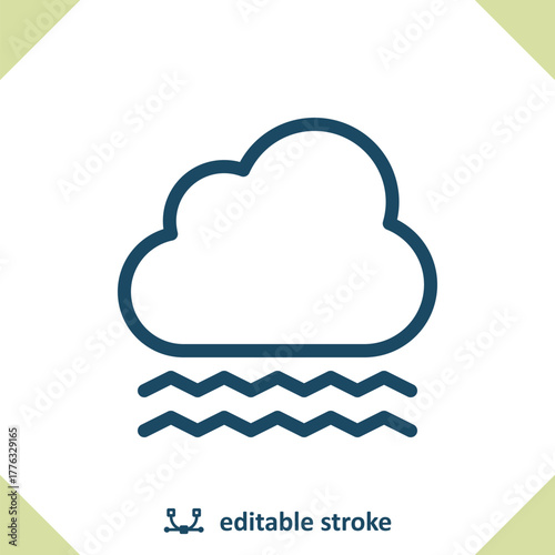Cloud And Fog Icon - Foggy, Weather, Cloudy