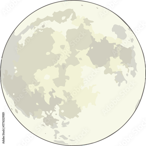 A flat vector illustration of the full moon, showing its light-colored surface with subtle variations in shades of off-white and pale grey to indicate craters and maria.