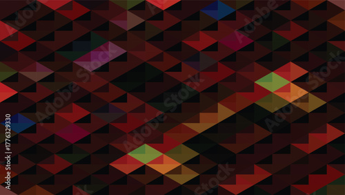 Abstract geometric mosaic pattern of red and dark hues