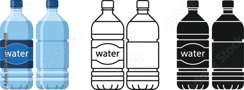 Water bottle vector illustration set isolated on background