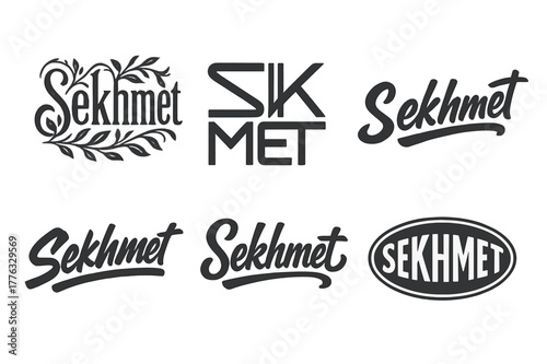 Sekhmet Sigil Variations. Sekhmet Sigil. Set lettering. harmonious lettering variations of the same emblematic concept, each with different artistic