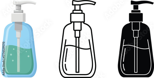 Hand sanitizer gel soap dispenser bottle vector illustration