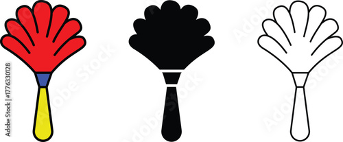 Dusting brush icon for cleaning tools, housekeeping services, and hygiene equipment in modern flat style isolated on transparent background.