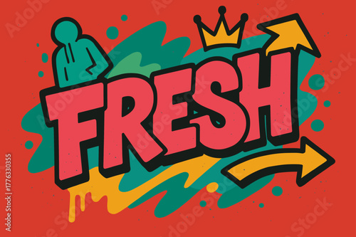 Graffiti Urban Energy. . Urban Oversize ? Graffiti Simplified: thick bubble/block letters on a forward tilt, crisp drips and flat spray fills; arrows, crowns,