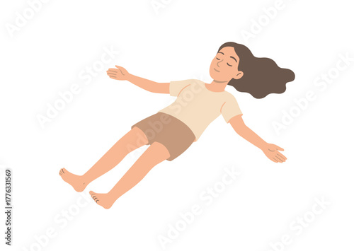 floating water calm mind letting go and daydreaming feeling no outline flat vector illustration style isolated on white background light neutral colors