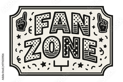 Playful Sports Display. Fan Zone ? Decorative Display Lettering; playful stylized glyphs with dot/stripe jersey patterns inside; arched word-shape within a