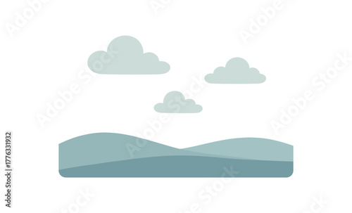 minimal clouds sky landscape symbol of peaceful thought and clarity no outline flat vector illustration style isolated on white background soft muted blues