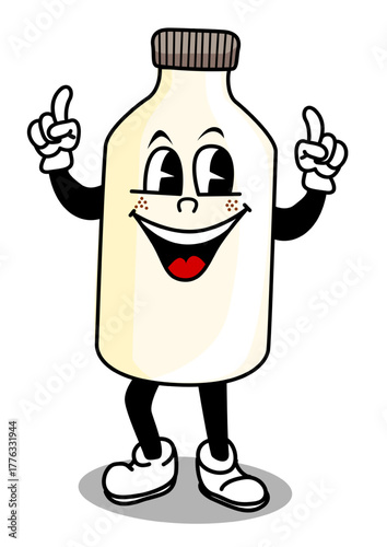 Illustration of a funny bottle of milk