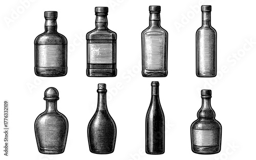 Vintage engraved glass bottles collection: classic and timeless designs