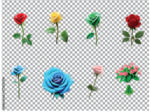 Vibrant Rose Collection: An array of radiant roses in a rainbow of hues, showcasing the diverse beauty and timeless elegance of these beloved flowers.