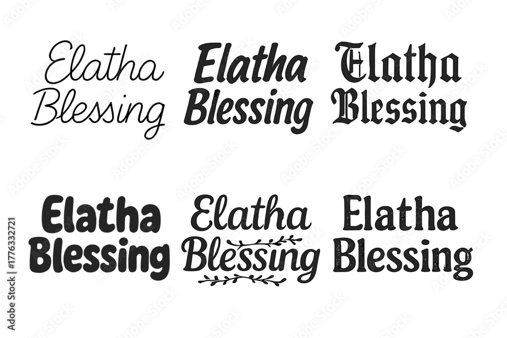 Fototapeta premium Harmonious Lettering Variations. Elatha Blessing. Set lettering. harmonious lettering variations of the same emblematic concept, each with different artistic