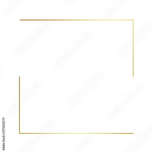 Gold gradient thin line square frame element..