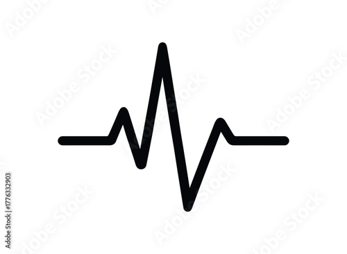 pulse flat black solid vector illustration isolated on white background