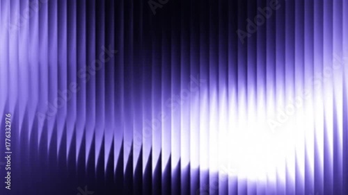 Corrugated metal texture with ribbed glass background and steel sheet pattern. Abstract window in silver and white 3D with fluted panel stripes. Premium wall ripple with blur. 4k Seamless loop