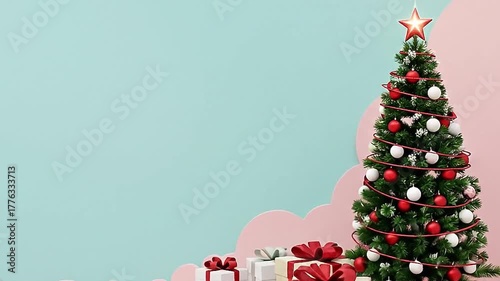 Merry christmas gifts background christmas tree holiday season celebration