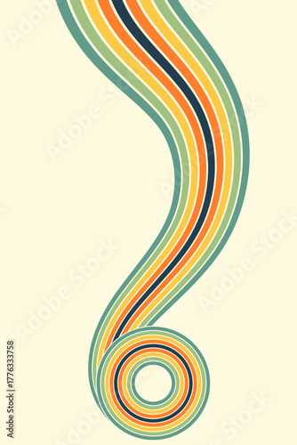 Retrofuturism poster design in trendy retro line style. Modern art poster retro vintage style 70s stripes background template lines shapes vector design.