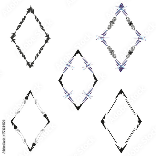 Diamond shape icon. Line grid symbol. Abstract vector pattern. Sharp angle figure