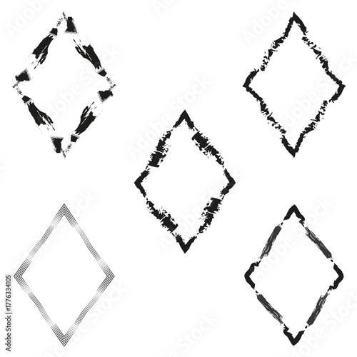 Diamond shape icon. Geometric line symbol. Abstract vector figure. Minimalist pattern element.
