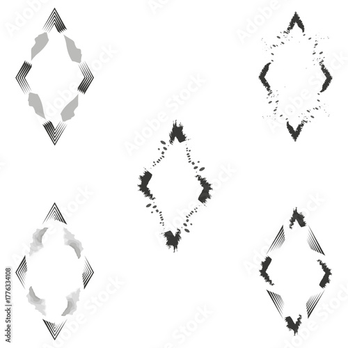 Diamond shape icon. Inner line symbol. Abstract vector figure. Sharp angle pattern