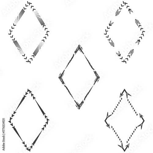 Diamond shape icon. Dashed line symbol. Abstract vector figure. Minimalist grid pattern