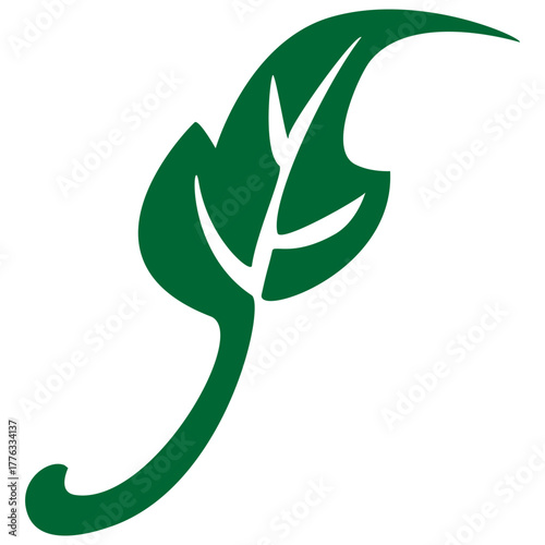Leaf shape icon. Green nature symbol. Abstract vector figure. Eco friendly pattern