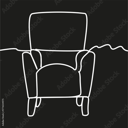 Chair outline icon. Minimal vector figure. Black background shape. Simple contour design.