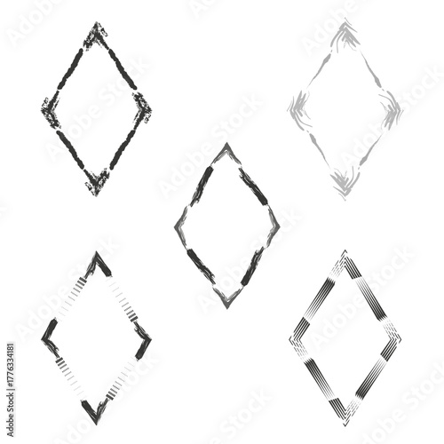 Diamond array icon. Monochrome vector outline. Black shape design. White background layout