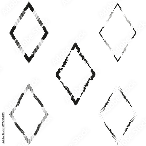 Diamond foliage icon. Floral vector ornament. Green accent detail. White background frame