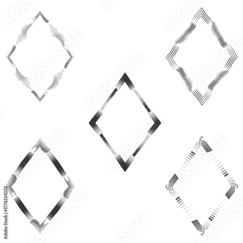 Diamond group icon. Minimal vector shapes. Black outline form. White background array