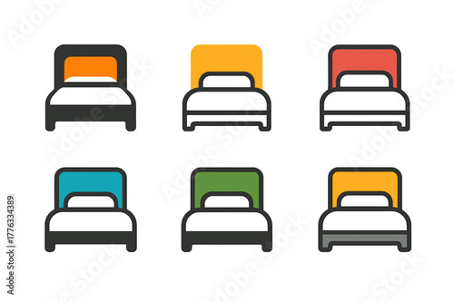 Colorful Accent Logo Set. Adding a pop of color with accent walls or furniture. Set Logo of Adding a pop of color with accent walls or furniture: Headboard