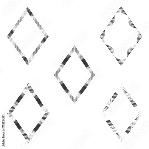 Diamond array icon. Monochrome vector outline. Black shape pattern. White background layout