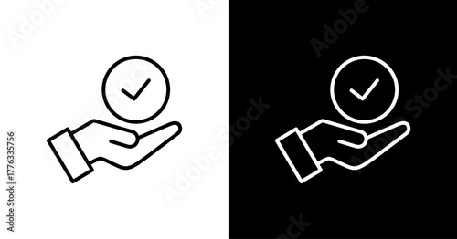 Hand Check  White Icon Set Design