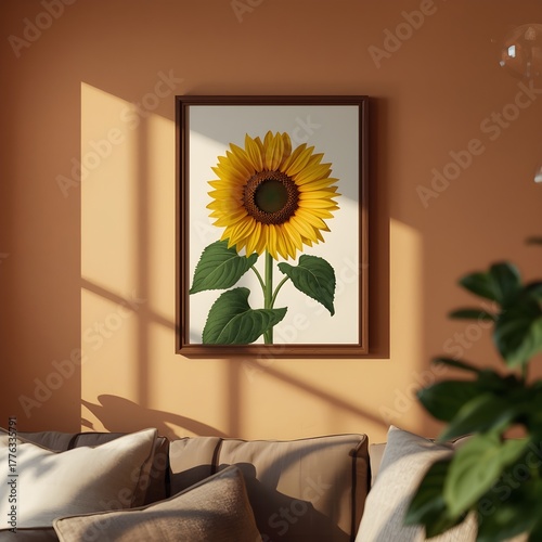 a beautiful sunflower on the wall