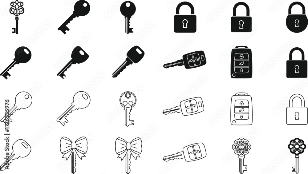 Fototapeta premium Stock vector keys and locks security access unlock protection
