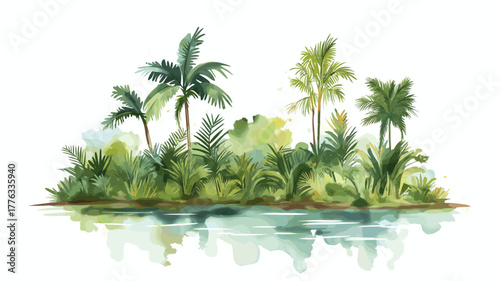 Amazon jungle. Amazon jungle hand drawn watercolor illustration