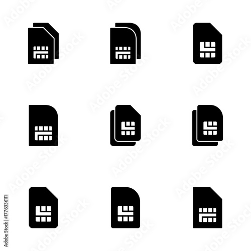 Sim card icon vector isolated on white background. Mobile slot icon. Mobile cellular phone sim card chip.